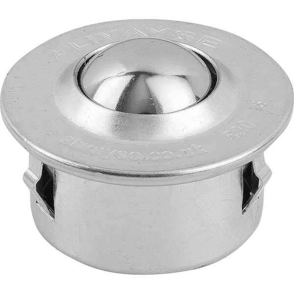 Ball Transfer Unit With Spring Clip, Form:C Steel, Comp:Stainless Steel